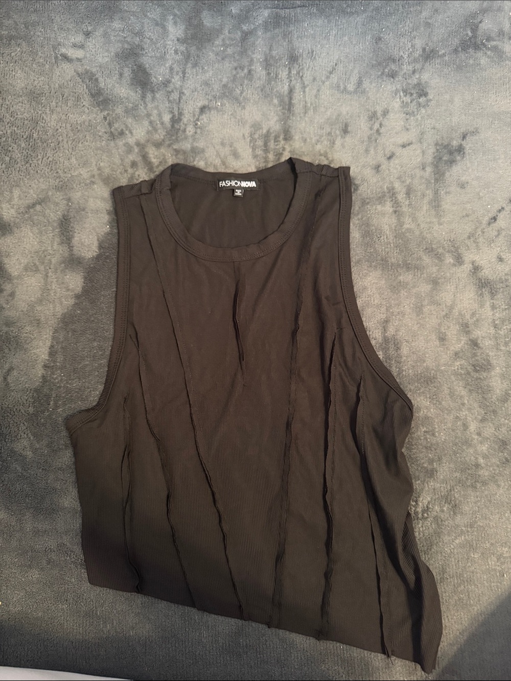 Fashion Nova Black Ribbed Crewneck Tank